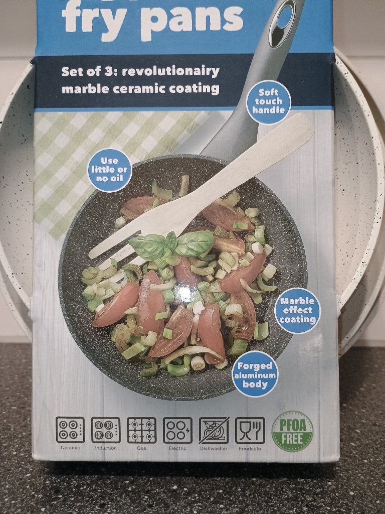 NIEUW 3 delige Ceramic fry pans(zie foto's), Ophalen, Nieuw, Overige materialen, Pannenset