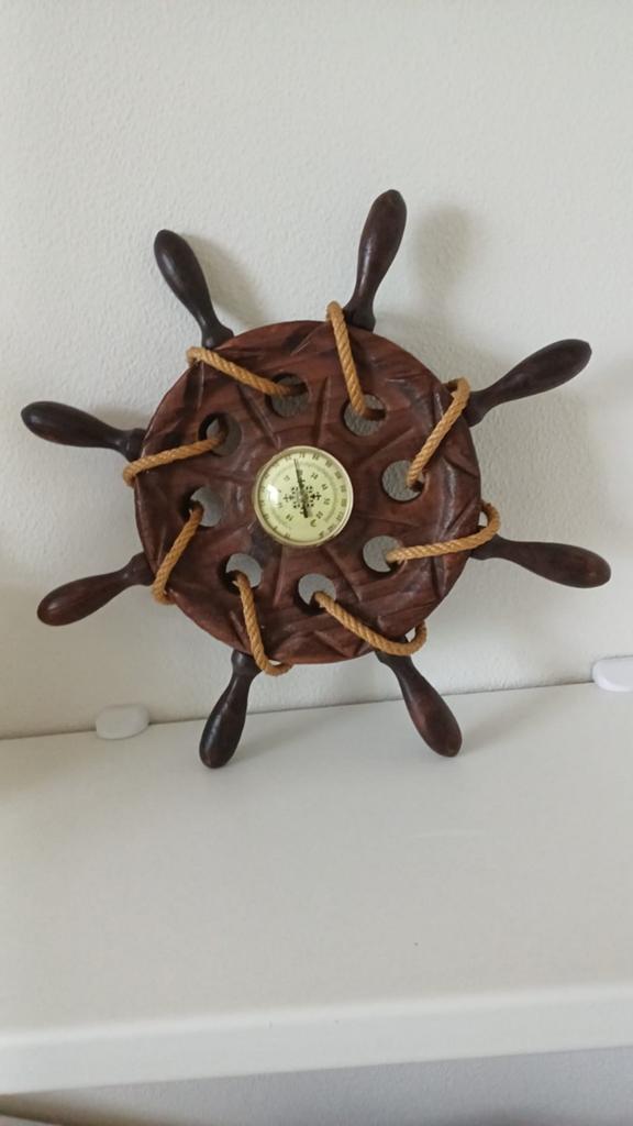 Vintage barometer in spaans scheepswiel, Ophalen of Verzenden