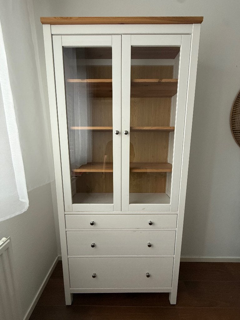 IKEA HEMNES Glass-door cabinet with 3 drawers, 90x197 cm, Ophalen, Zo goed als nieuw