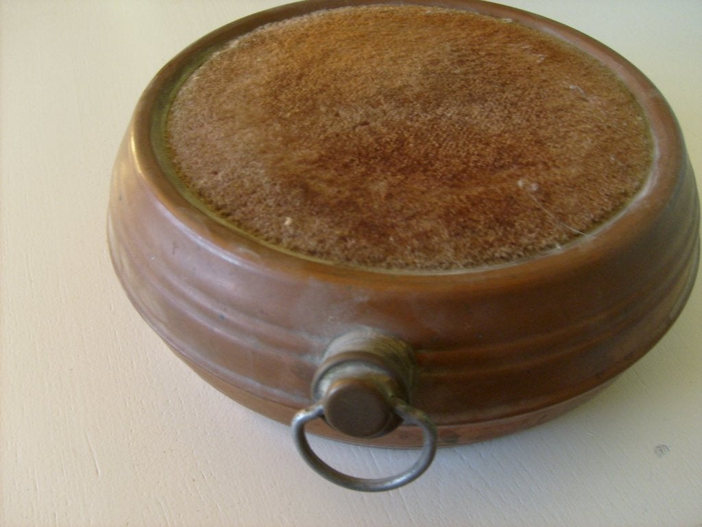 Ronde rood koperen stoofje met zacht vachtje, uniek, Ophalen of Verzenden