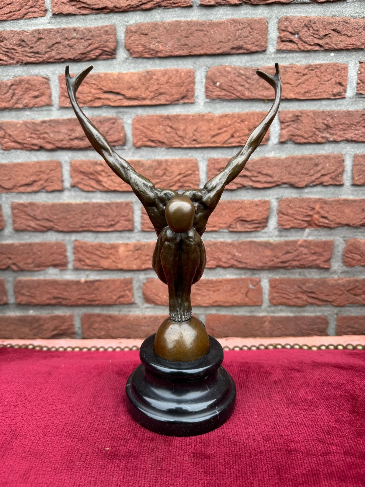 Bronzen beeld, duikend mannelijk naakt, Ophalen of Verzenden, Brons
