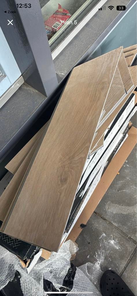 32m2 visgraat laminaat pvc met ondervloer 6mm, Ophalen, Bruin, Zo goed als nieuw, 25 tot 50 m²
