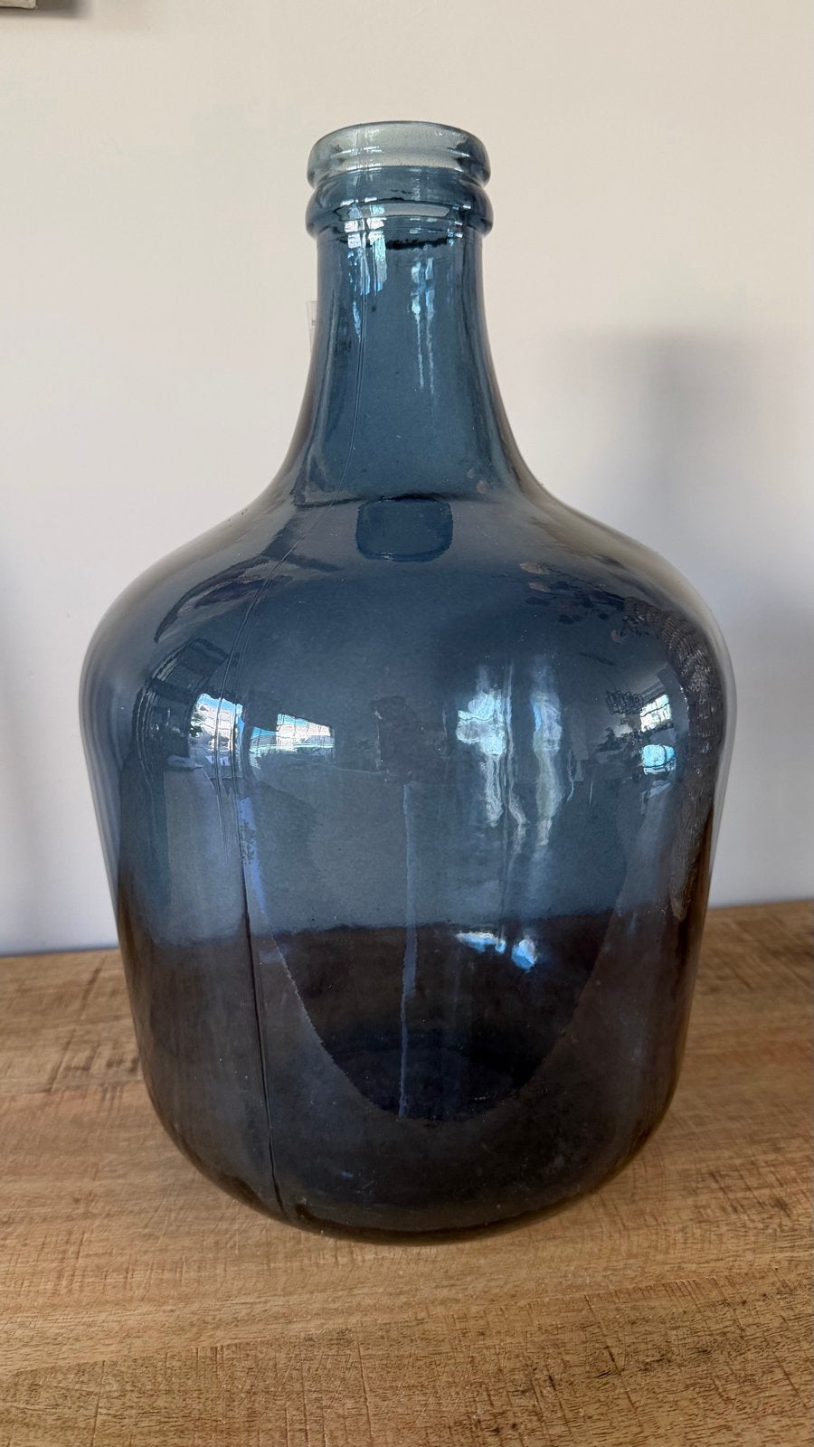 Mooie glazen blauwe vaas 44cm hoog, doorsnee 26cm, Ophalen