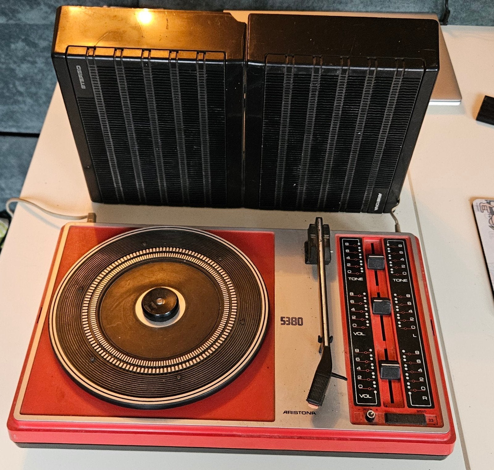 Vintage Aristona 5100 Platenspeler met Speakers, Ophalen, Gebruikt, Platenspeler, Overige merken