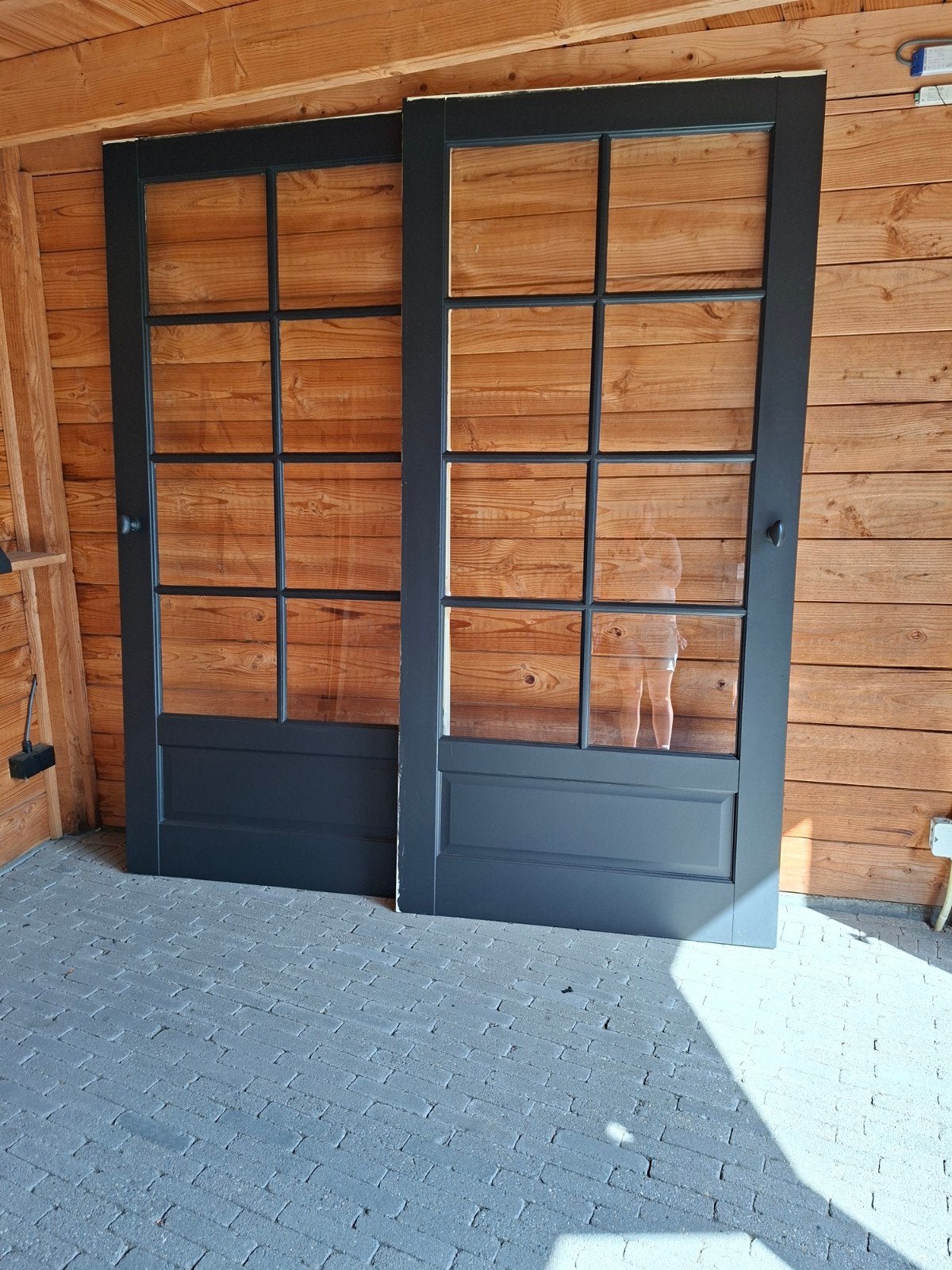 Ensuitedeuren 230x110 cm - Zwart met glas, Gebruikt, 215 cm of meer, Binnendeur, Glas