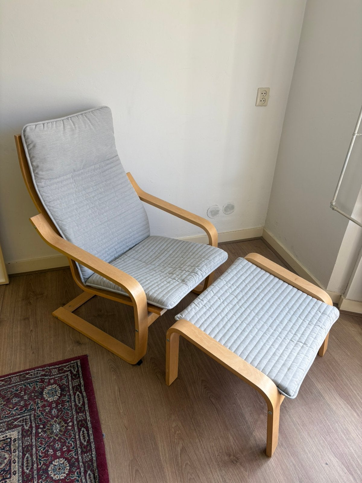 IKEA POÄNG fauteuil met voetenbank, Ophalen, Zo goed als nieuw, Stof