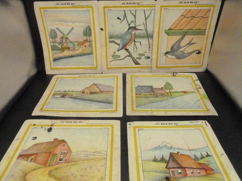 7 platen Gekleurde tekenserie: Nu zijn we er. J. Dijkstra, Ophalen of Verzenden, Overige thema's