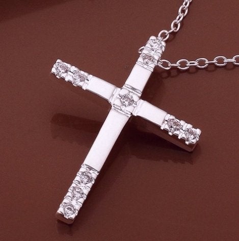 925 zilveren dames kruis met witte zirkonen, Nieuw, Ophalen of Verzenden, Zilver, Zilver