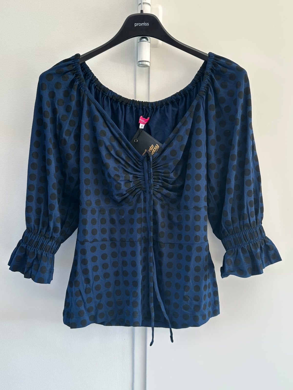 Tante Betsy top met stippen, maat S, Verzenden, Nieuw, Maat 36 (S), Blauw