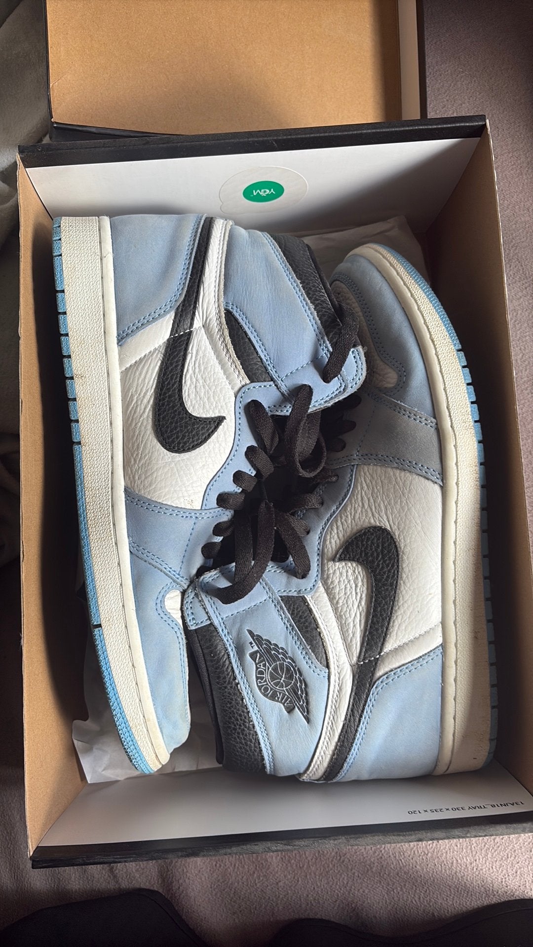 Jordan 1 university blue high og, Ophalen of Verzenden, Zo goed als nieuw, Blauw