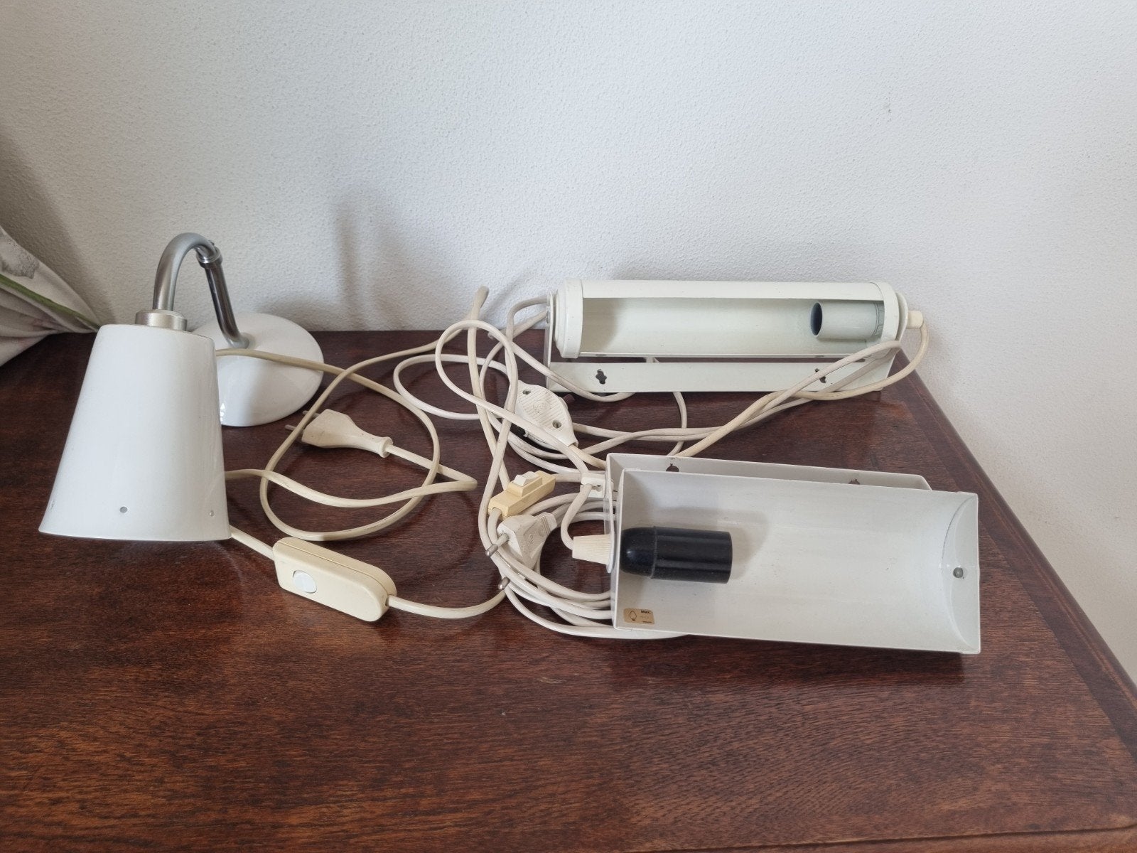 vintage 3 witte bed leeslampjes van Hema en Ikea, Huis en Inrichting, Ophalen of Verzenden, Metaal