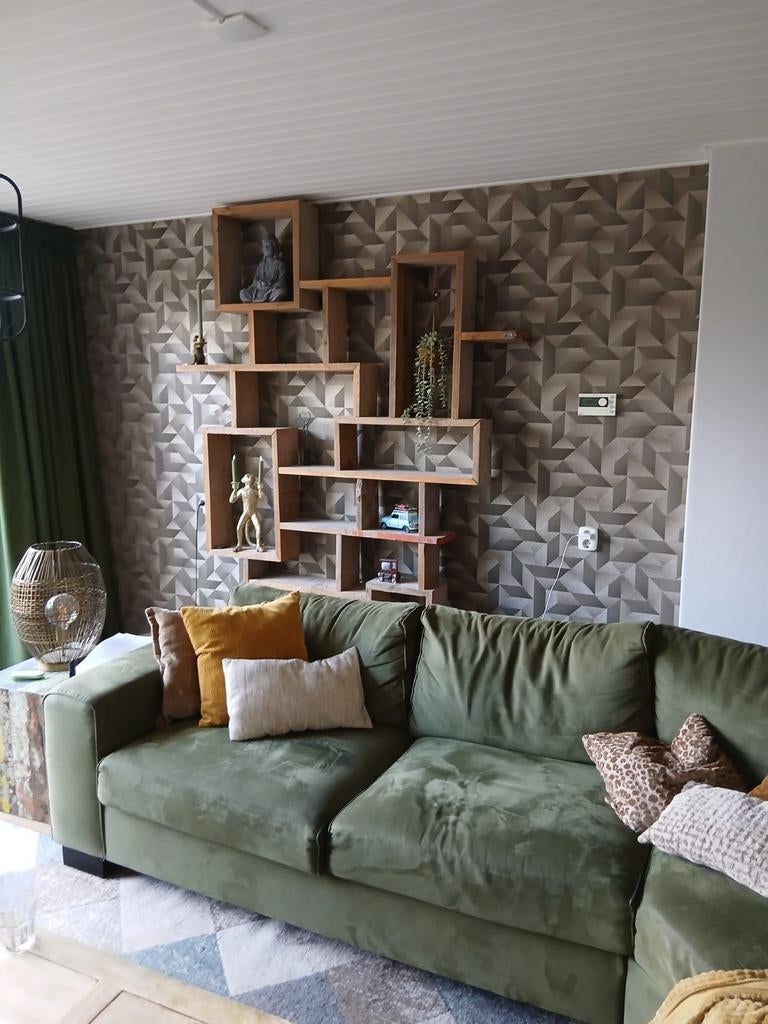 Unieke houten wandkast/boekenrek/roomdivider/vakkenkast, Huis en Inrichting, Kasten | Wandmeubels, Ophalen, Met plank(en), Gebruikt