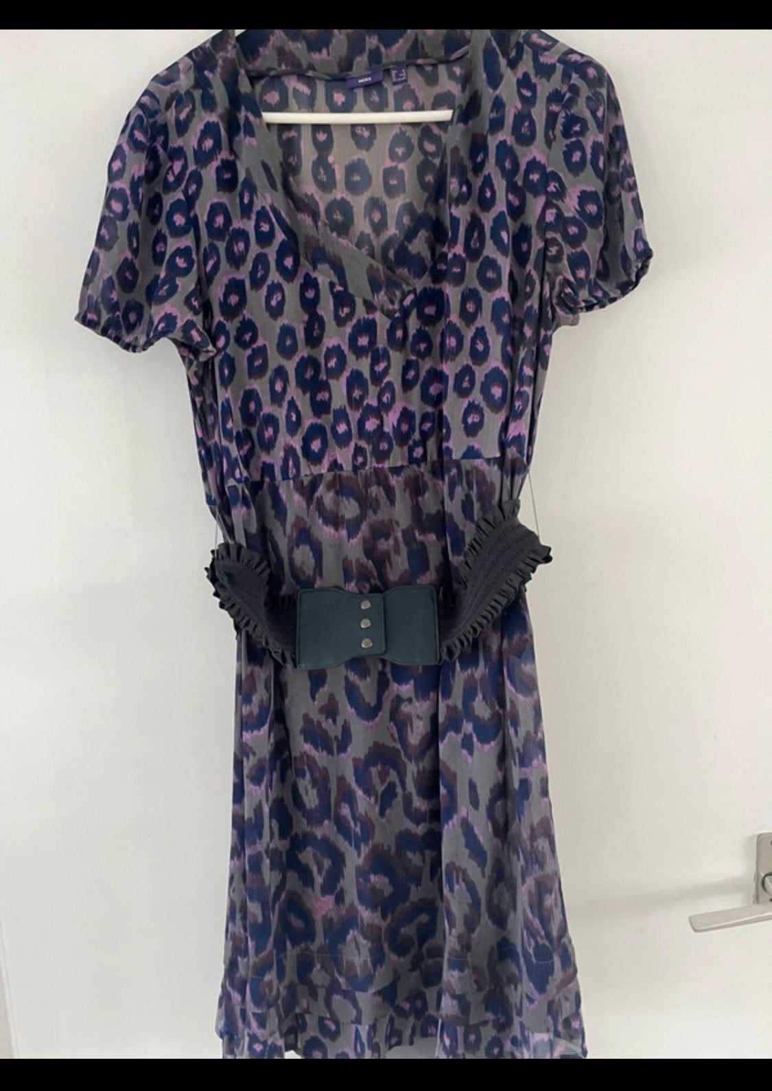 Mexx jurk met dierenprint en riem, maat L, Paars, Maat 42/44 (L), Ophalen of Verzenden, Zo goed als nieuw
