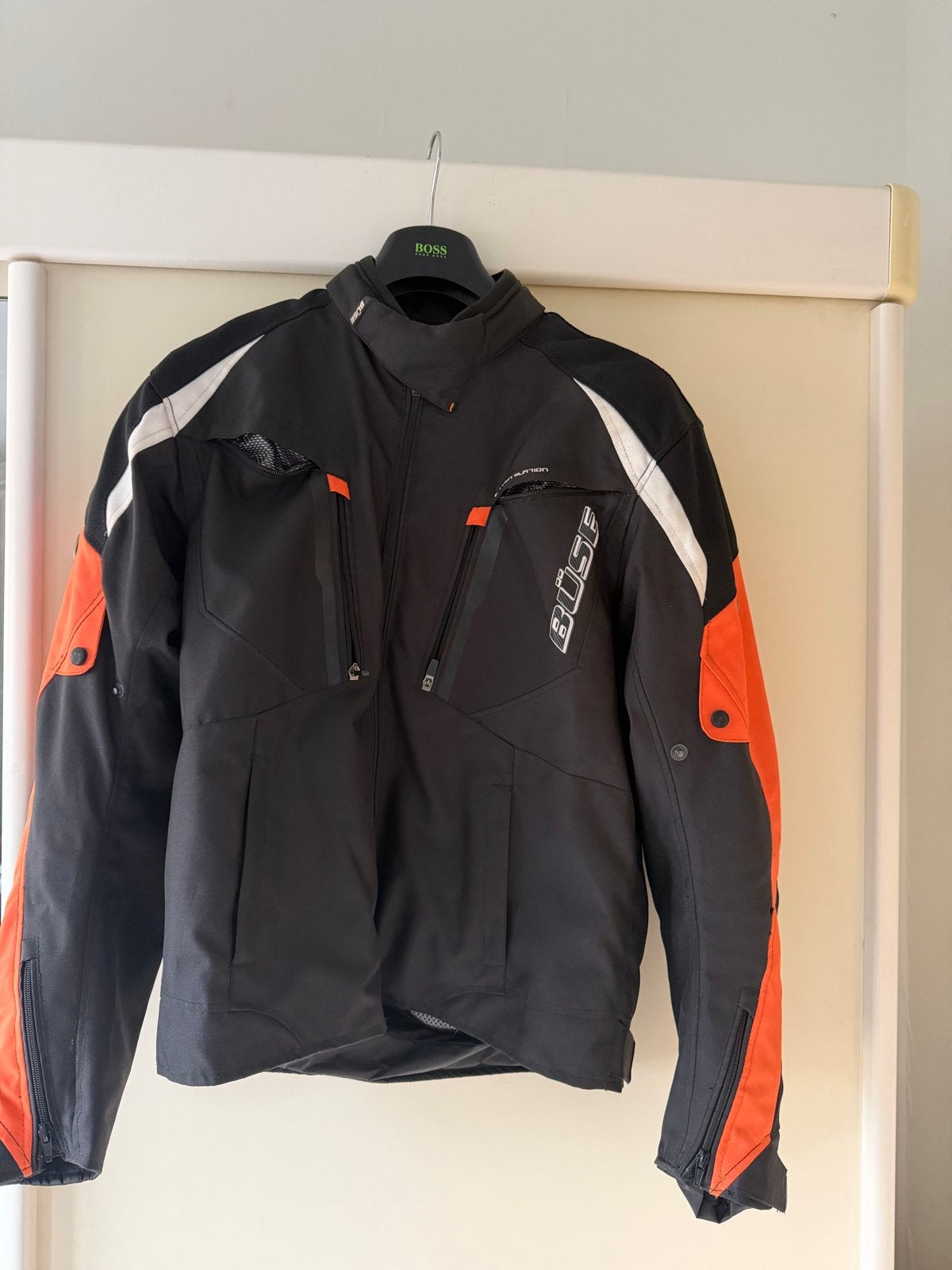 Büse Textiel Motorjas Zwart/Oranje - Maat L, Motoren, Ophalen of Verzenden, Tweedehands, Dames, Jas | textiel