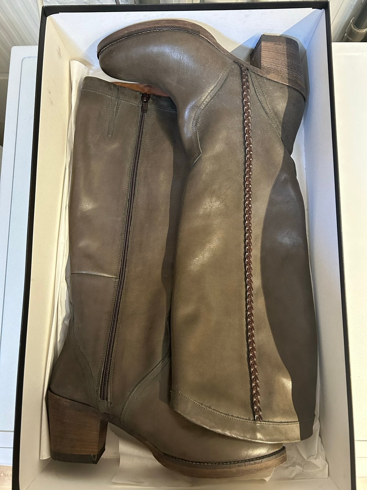 Olijfgroene Antonio Moretto lasrzen maat 38 NiEUW, Kleding | Dames, Schoenen, Ophalen, Hoge laarzen, Nieuw, Groen