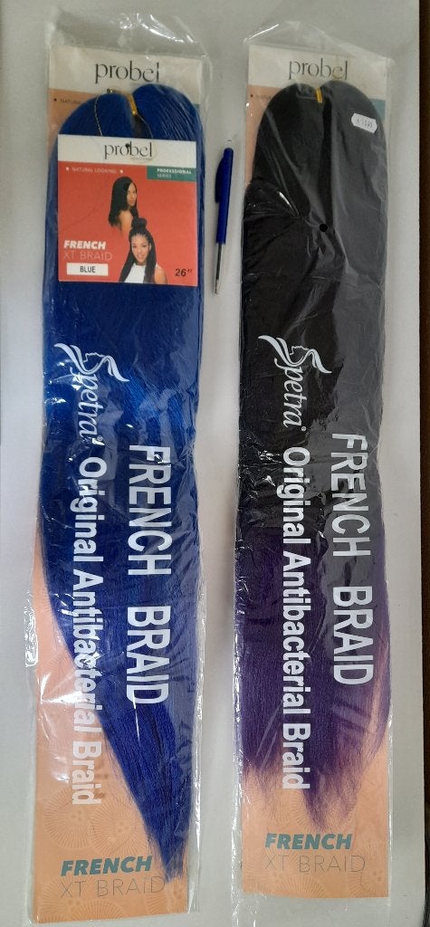 2 pakken nieuw Braids French XT 26 inch blue en purple haar, Ophalen, Nieuw, Pruik of Haarverlenging