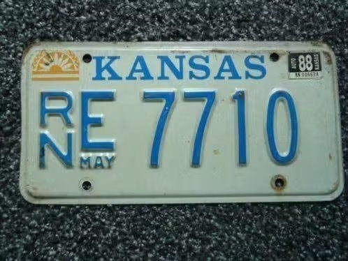 Kentekenplaat licenseplate Kansas Sun 1988 USA, Verzenden, Gebruikt, Auto's