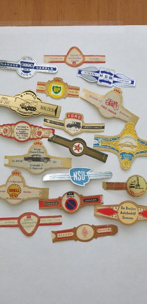 5325 sigarenbandjes auto gerelateerd, Verzenden, Gebruikt, Sigarenbandjes