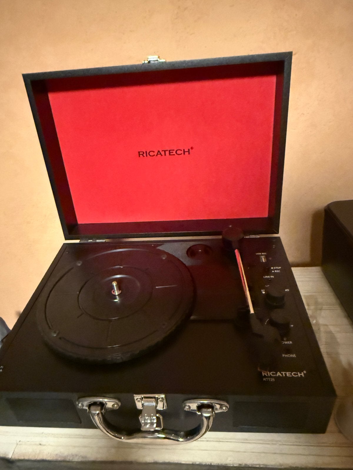 Ricatech RTT25 Vinyl Platenspeler in Koffer - Zwart, Audio, Tv en Foto, Platenspelers, Ophalen, Gebruikt, Platenspeler, Overige merken