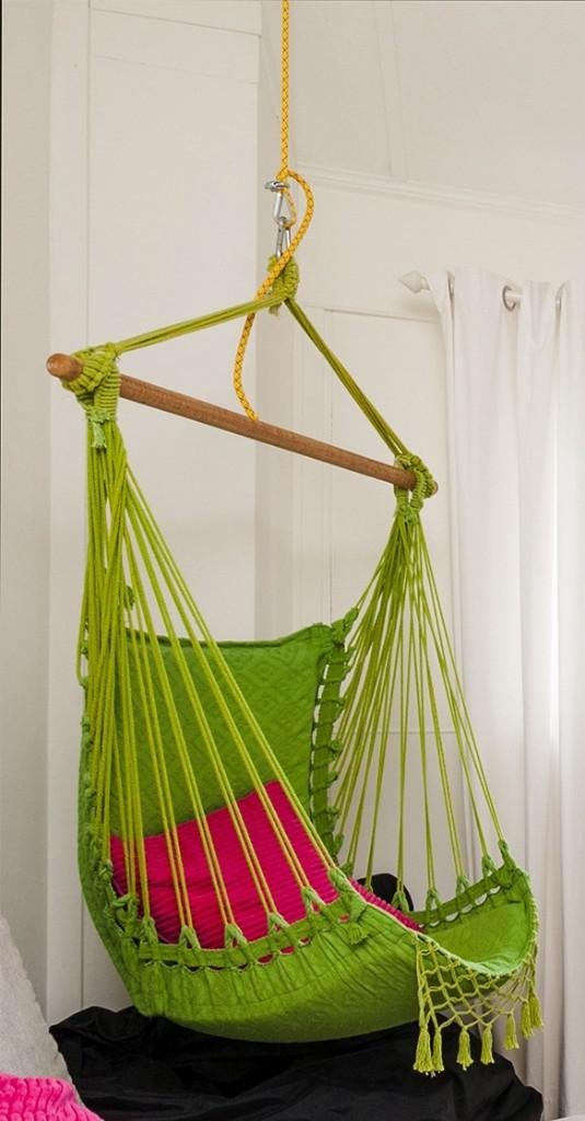 Vrolijke hangstoel van stof/textiel groen, Ophalen, Gebruikt, Overige kleuren, Hangstoel, relax
