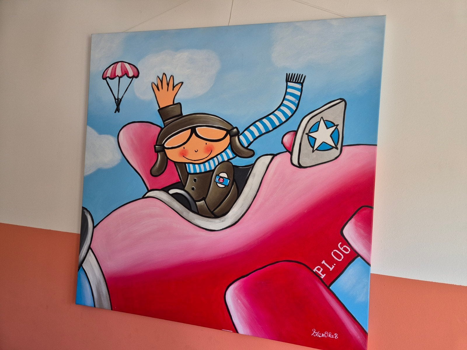 Schilderij 'Vliegende Avonturier' - Kinderkamer Kunst, Antiek en Kunst, Ophalen