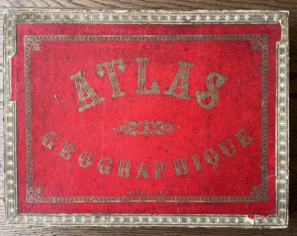Oude houten Franse atlas puzzel, Atlas Geographique, Antiek en Kunst, Ophalen of Verzenden