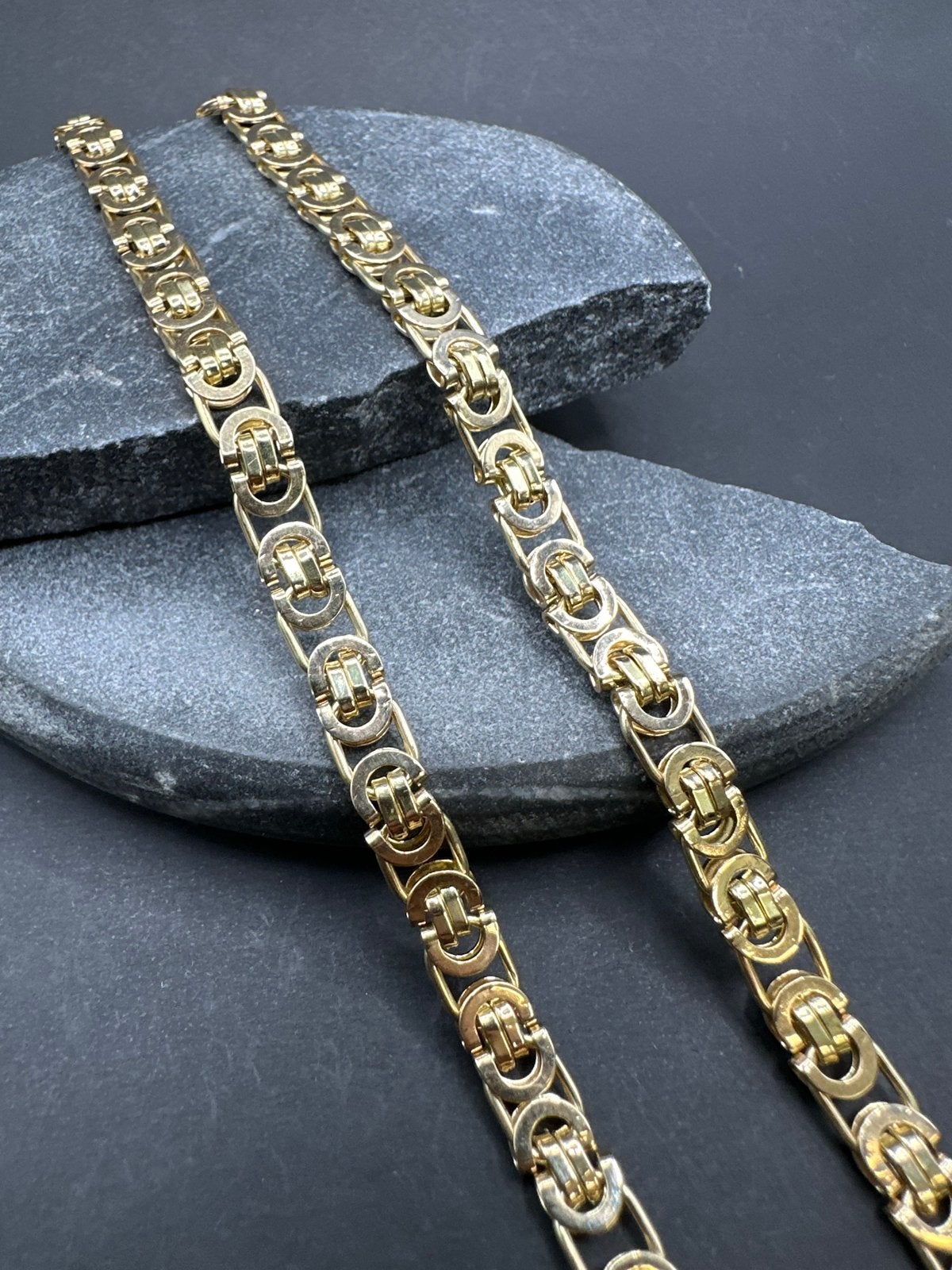 14k Gouden Massieve Platte Koningsketting, Ophalen of Verzenden, Nieuw, Goud