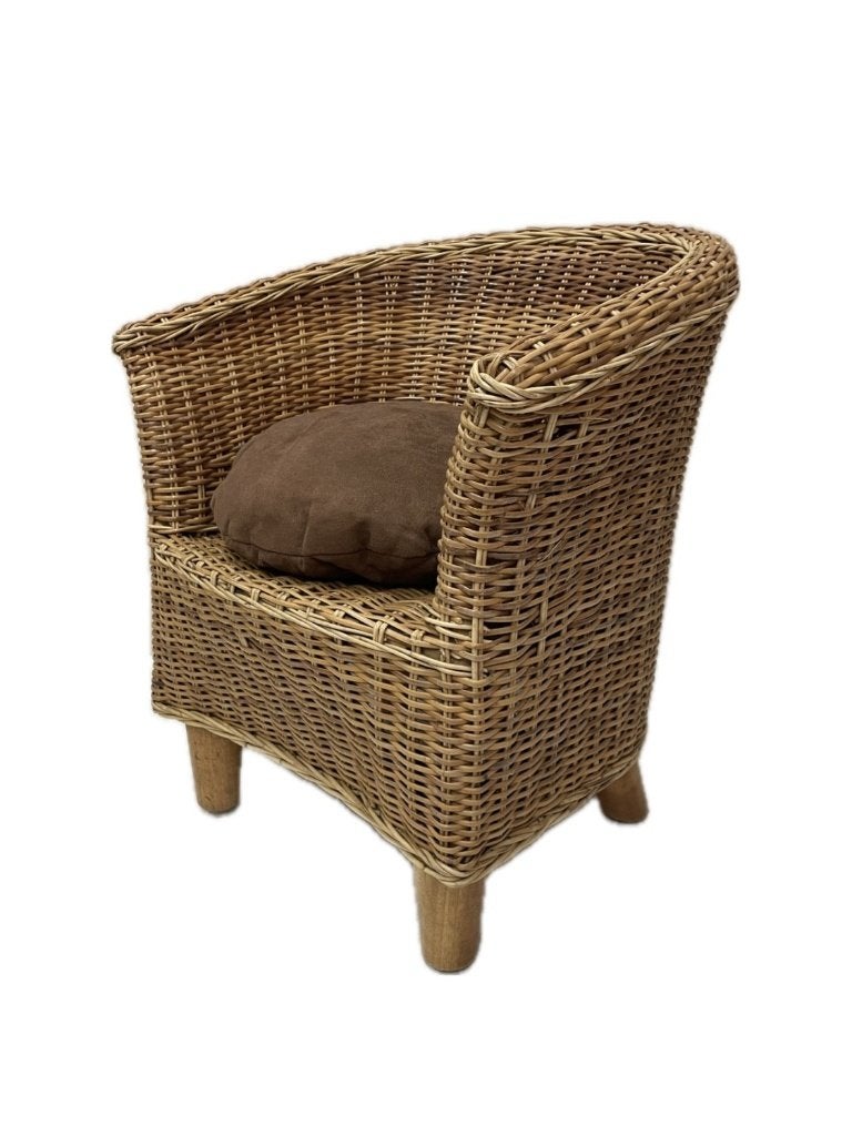 Vintage rieten kinderfauteuil, Kinderen en Baby's, Kinderkamer | Tafels en Stoelen, Ophalen, Gebruikt, Stoel(en)