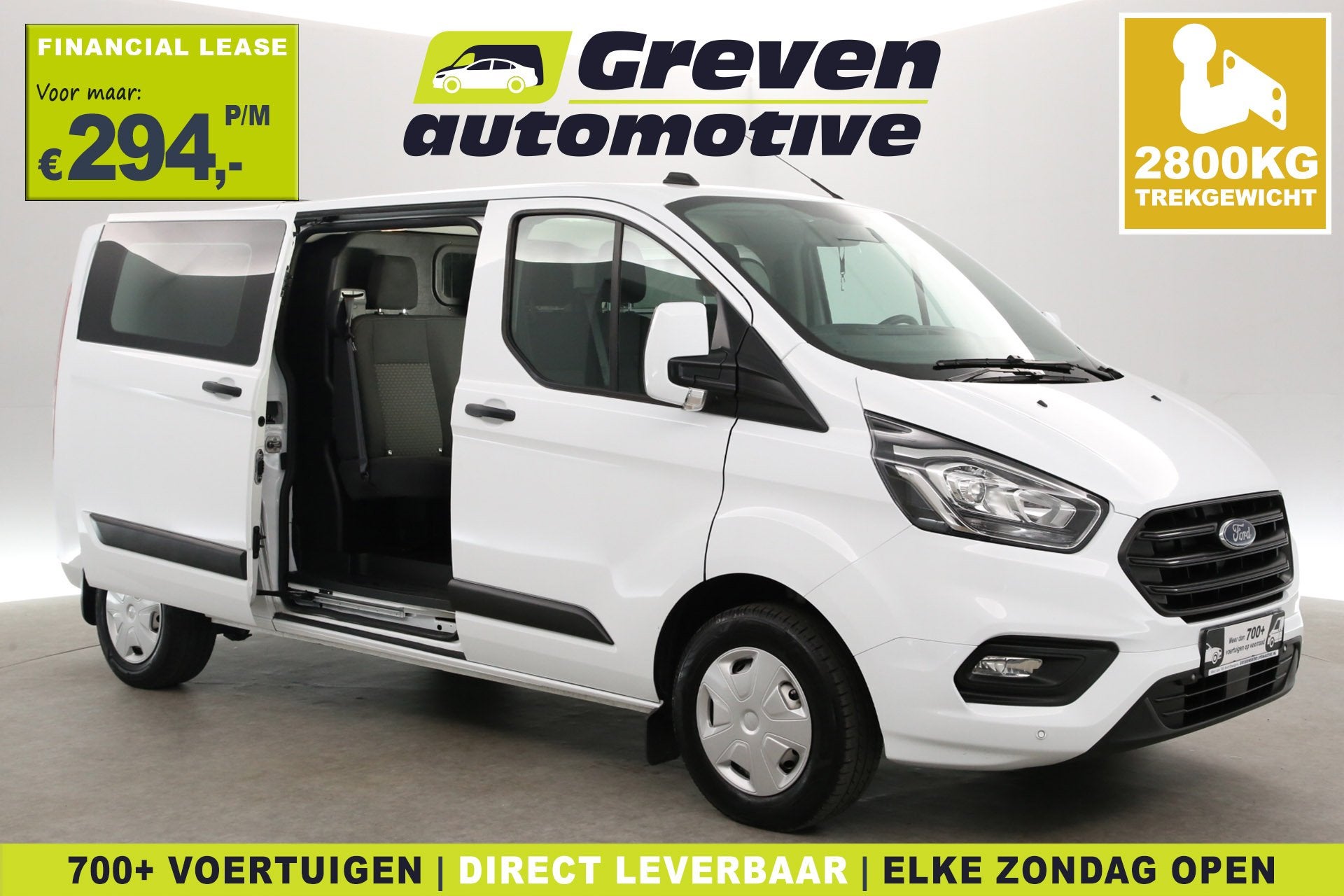 Ford Transit Custom 2.0 TDCI L2H1 | DC | 6 Zits| 2800kg Trek, Auto's, Voorwielaandrijving, Stof, Euro 6, 4 cilinders