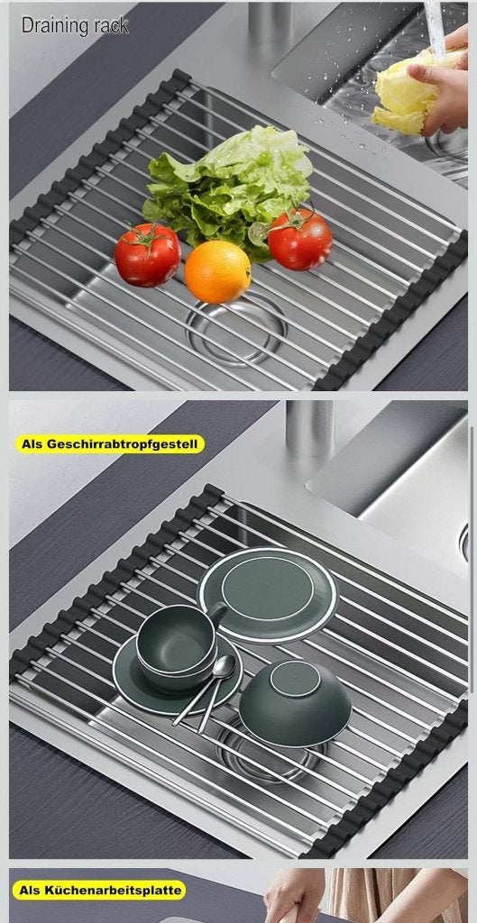 Oprolbaar RVS Afdruiprek Multifunctioneel 43x35cm, Overige typen, Ophalen of Verzenden, Metaal, Overige merken
