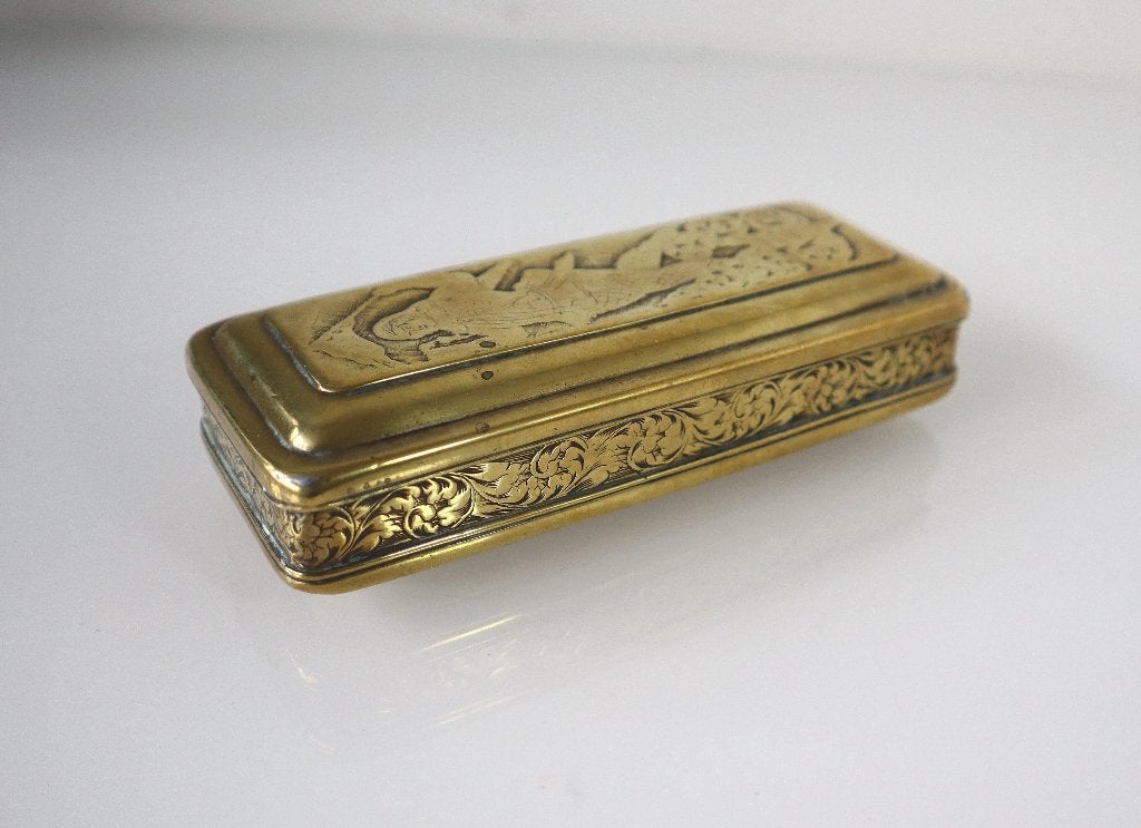 Antieke koperen tabaksdoos, Ophalen of Verzenden