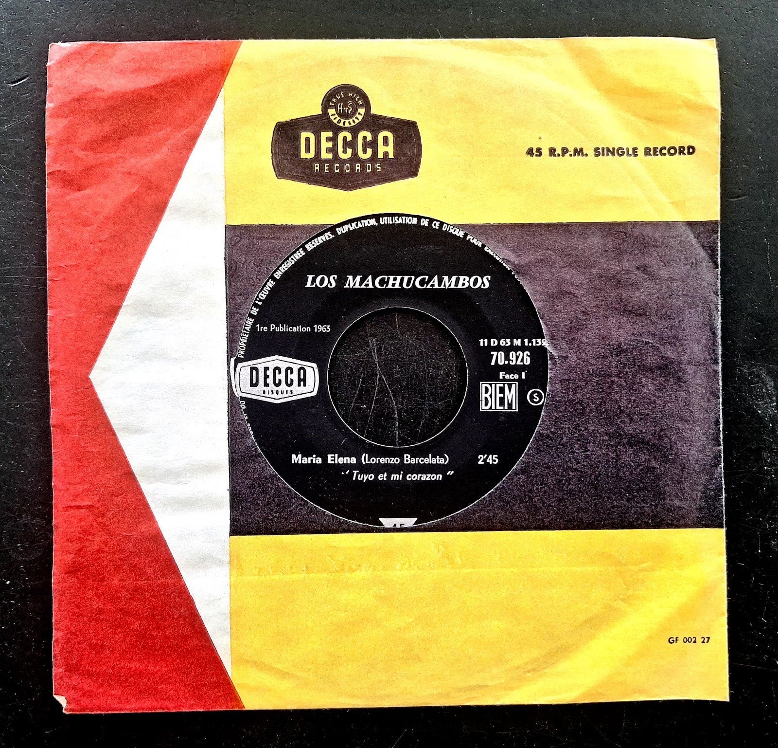 7"/SINGLE  LOS MACHUCAMBOS - Maria Elena, Ophalen of Verzenden, Gebruikt