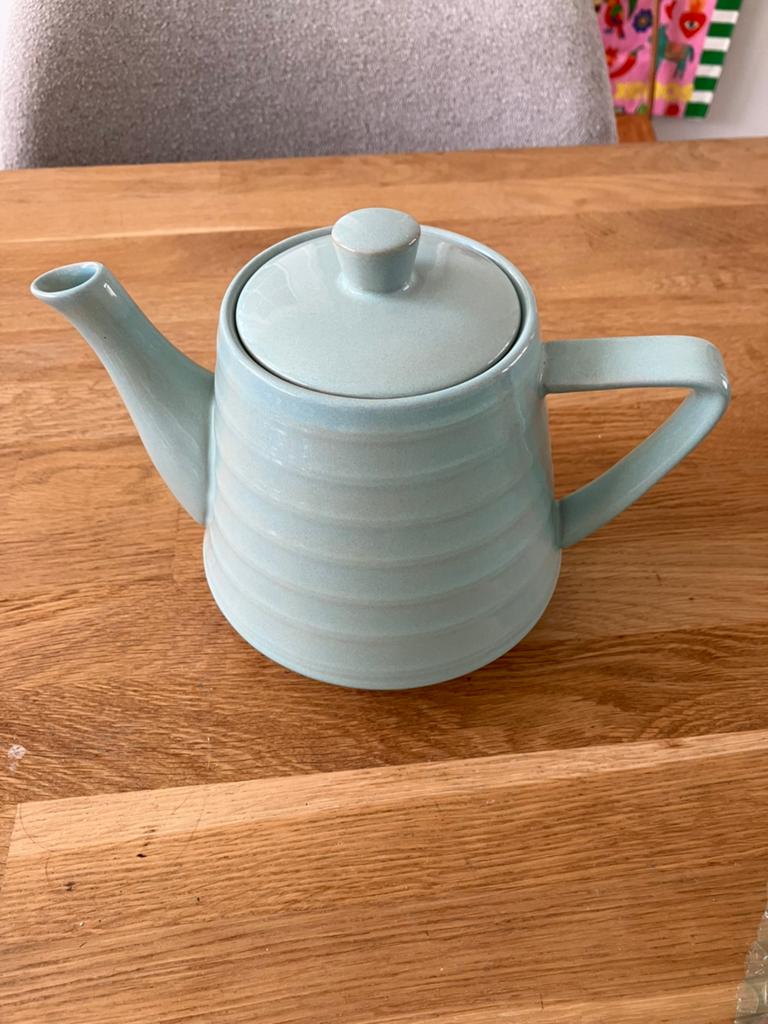 Theepot lichtblauw keramiek 1 liter, Ophalen, Overige stijlen, Overige typen