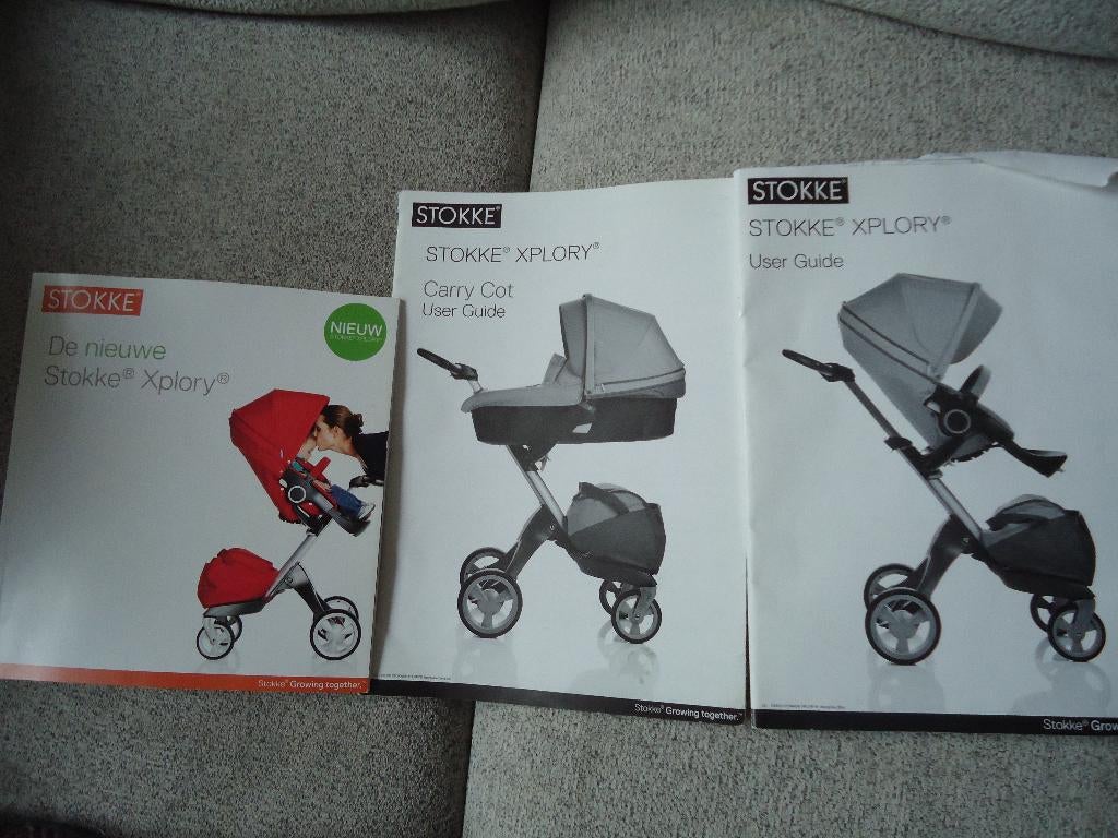Grijze met beige/lichtbruine Stokke Xplory kinderwagen, Zo goed als nieuw, Combiwagen, Verstelbare duwstang, Ophalen