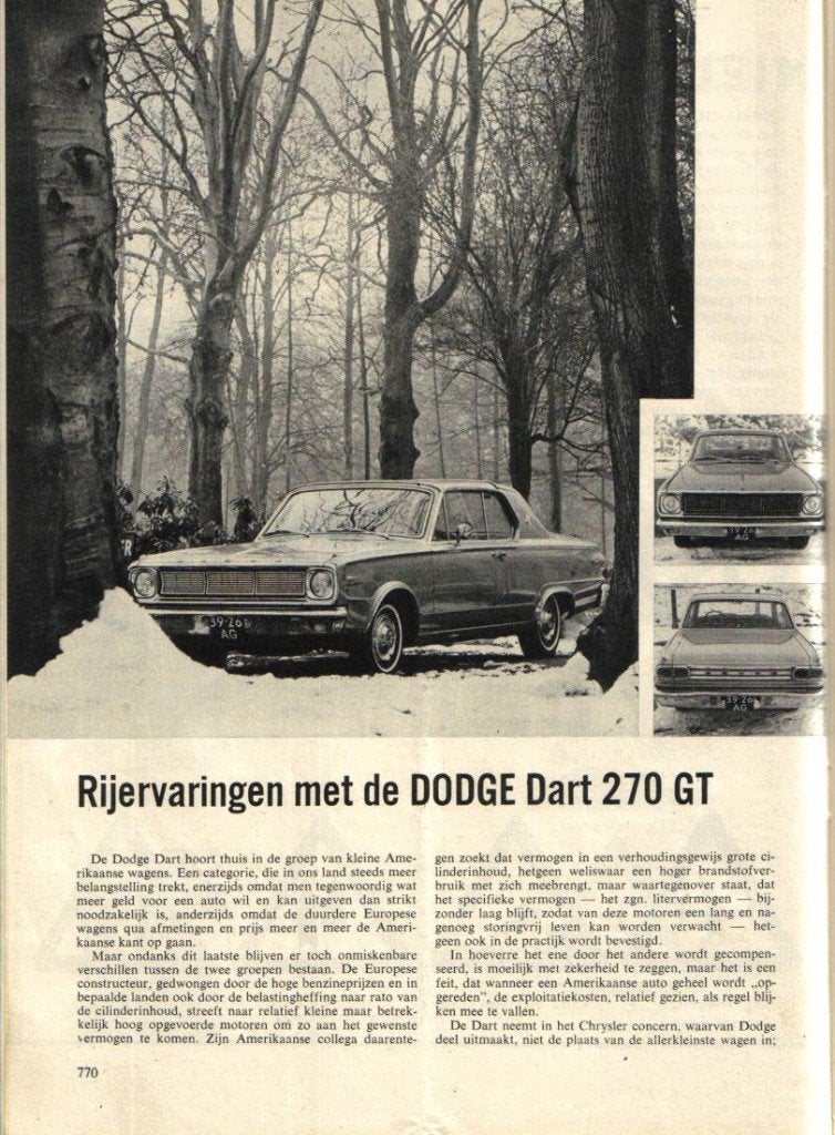 Autokampioen Dodge Dart 270 GT Maart 1966, Ophalen of Verzenden, Gelezen, Overige merken
