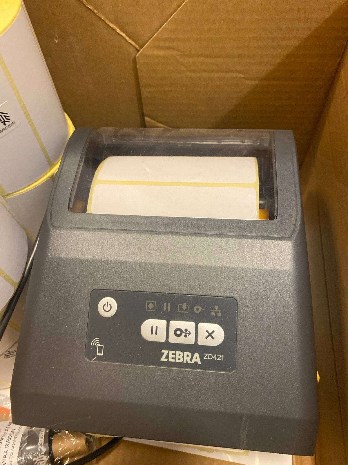 Zebra ZD421 Labelprinter met rollen labels, Computers en Software, Printers, Zo goed als nieuw, Printer, Thermo-printer, Zwart-en-wit printen