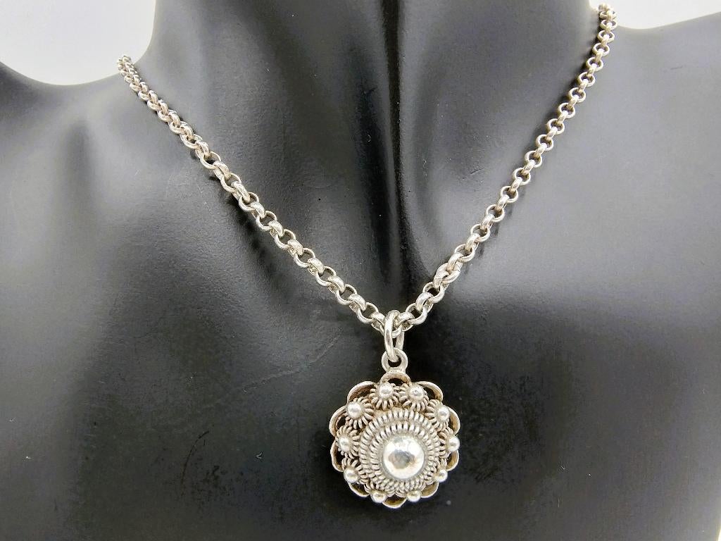 Zilveren jasseronketting met Zeeuwse knop hanger, 40,5 cm, Met hanger, Info@zilverwebsite.nl, Verzenden, Zo goed als nieuw