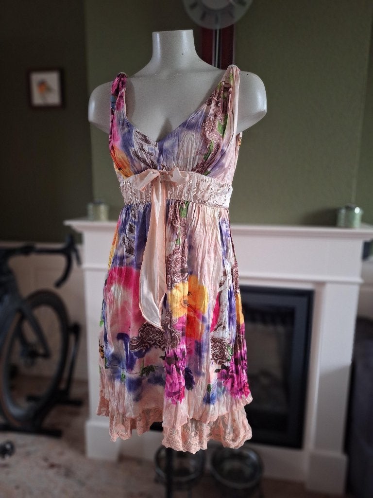 Etoile du monde romantische jurk mt 38 M, Kleding | Dames, Maat 38/40 (M), Etoile du Monde, Zo goed als nieuw, Knielengte