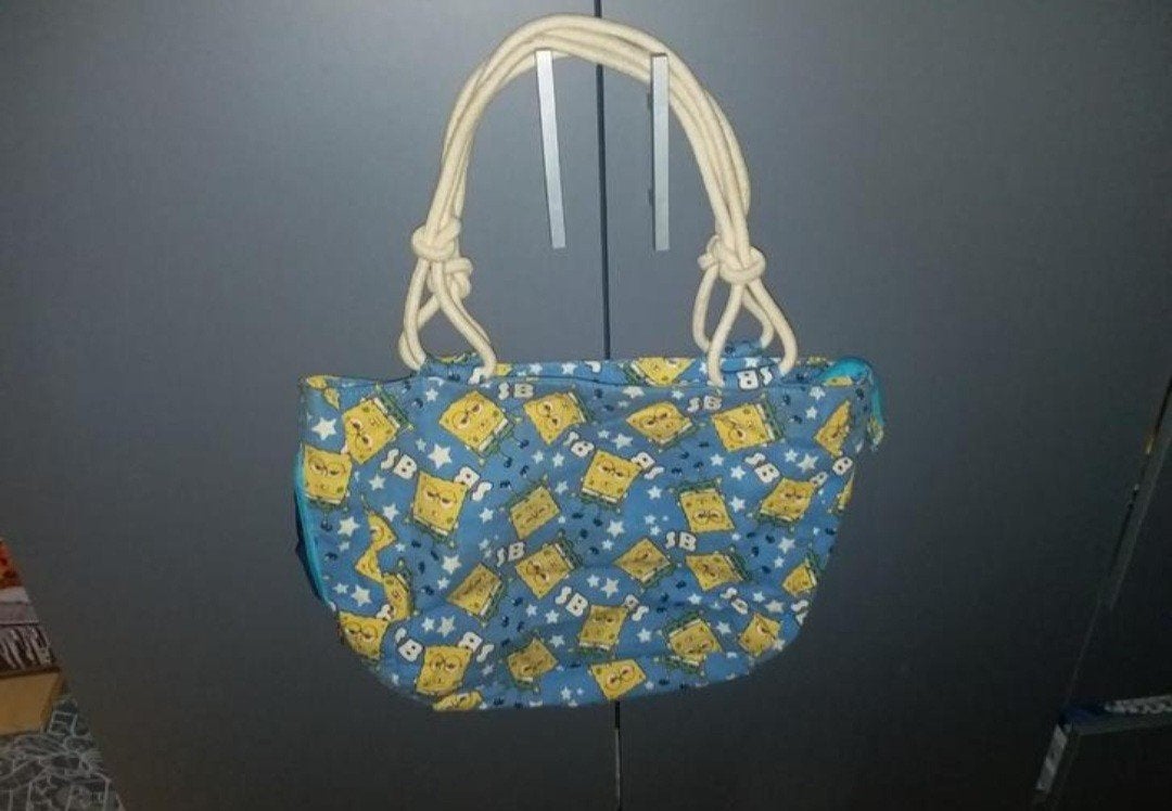 Leuke Spongebob tas met touw handvatten, Ophalen of Verzenden, Gebruikt, Blauw, Shopper