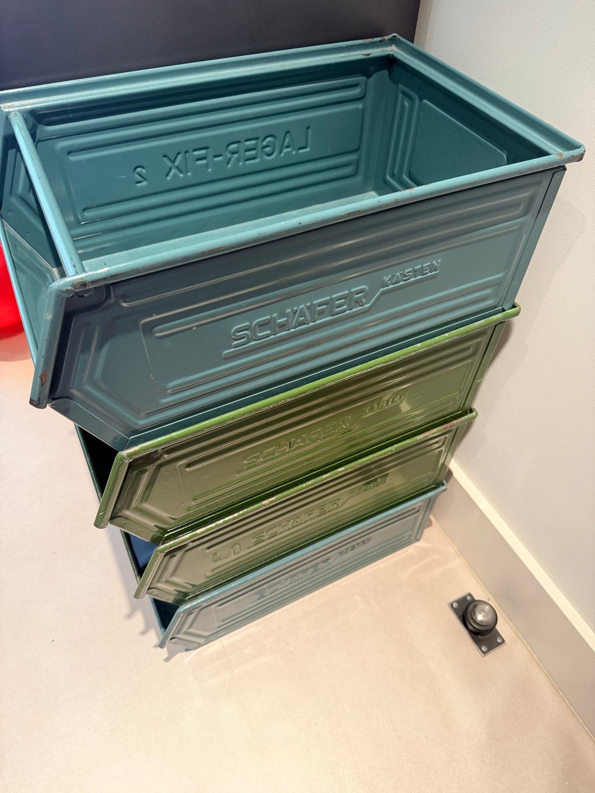 Vintage Schäfer opbergbakken - Metaal, Huis en Inrichting, Ophalen, Minder dan 50 cm, Gebruikt, 50 tot 100 cm