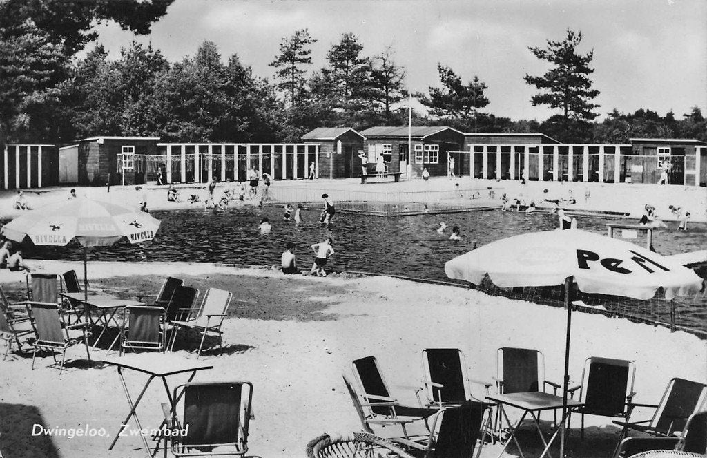 Dwingeloo - het zwembad (gel. 1965), Ophalen of Verzenden, 1960 tot 1980, Gelopen, Drenthe