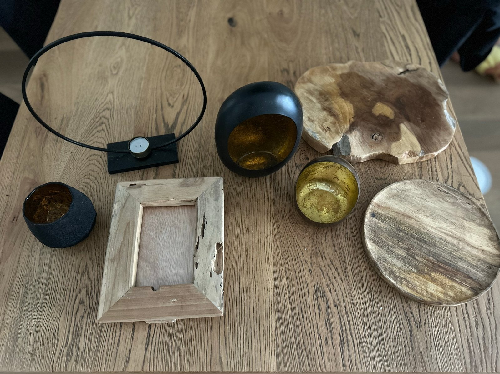Decoratieve Woonaccessoires Set - Hout, Metaal, Glas, Huis en Inrichting, Woonaccessoires | Overige, Hout, Ophalen of Verzenden