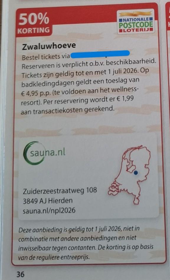 Zwaluwhoeve 50% kortingslink, Tickets en Kaartjes, Drie personen of meer, Kortingsbon, Spa of Sauna