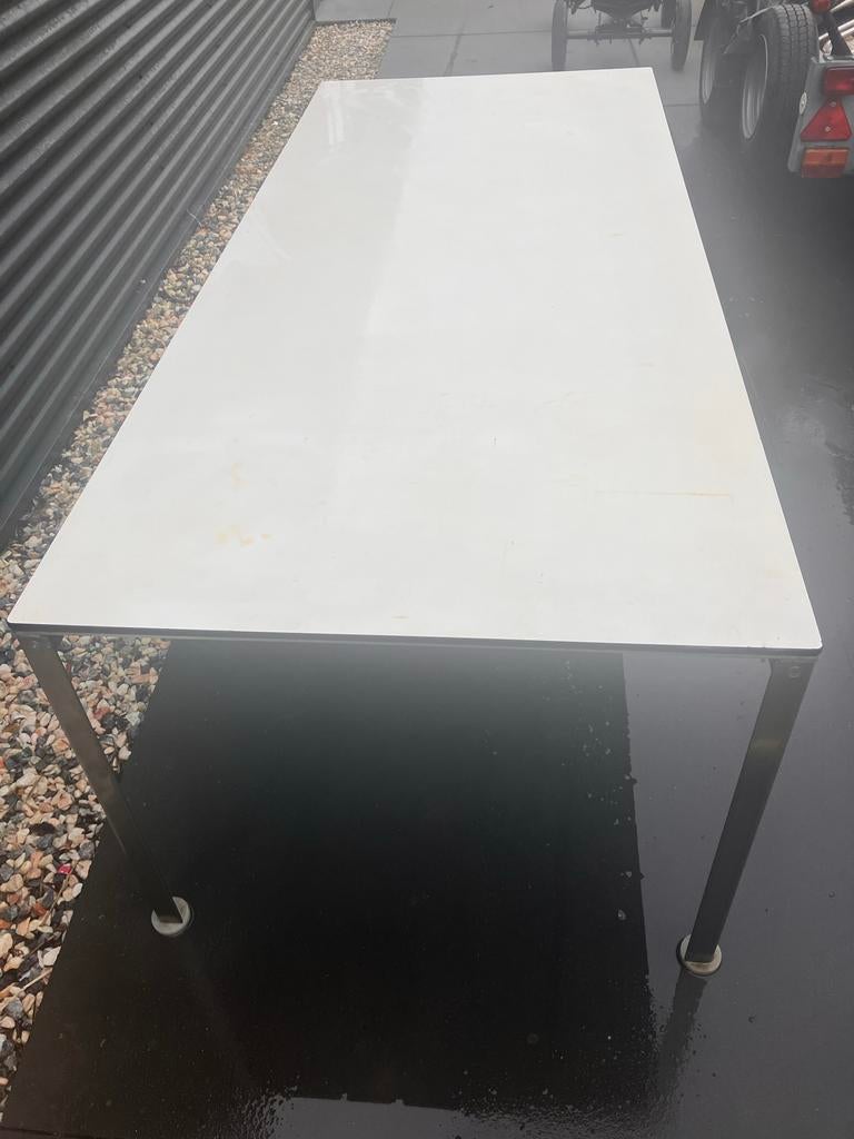 RVS tuintafel 200x100cm - Blad heeft liefde nodig, Tuin en Terras, Tuintafels, Ophalen of Verzenden, Gebruikt, Rechthoekig, Rvs