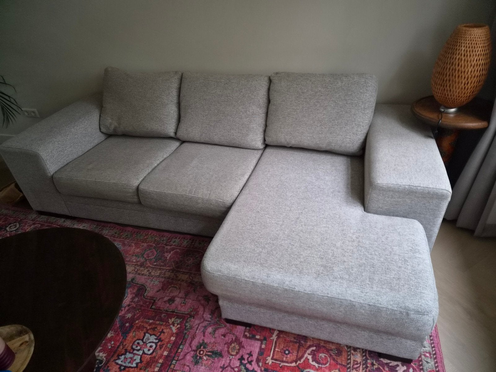 Woonexpress Reuver hoekbank met verstelbare chaise  242cm, Ophalen, Zo goed als nieuw, Stof