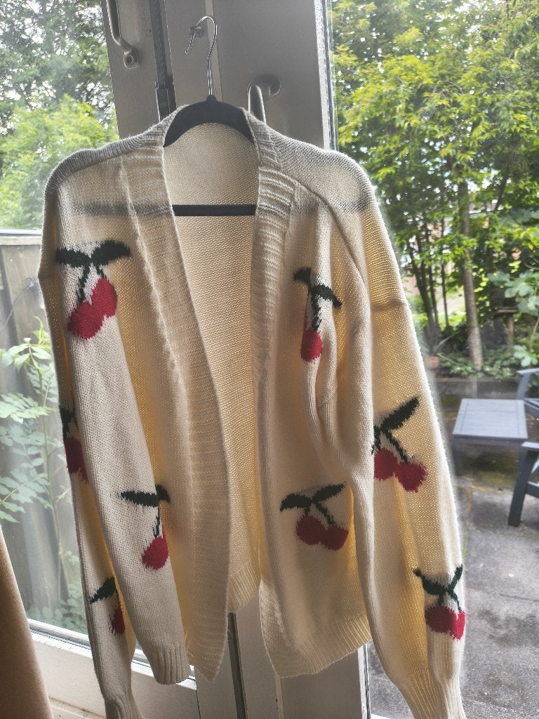 Meisjes Crèmekleurig kersen vest, Meisje, Shein, Trui of Vest, Ophalen of Verzenden