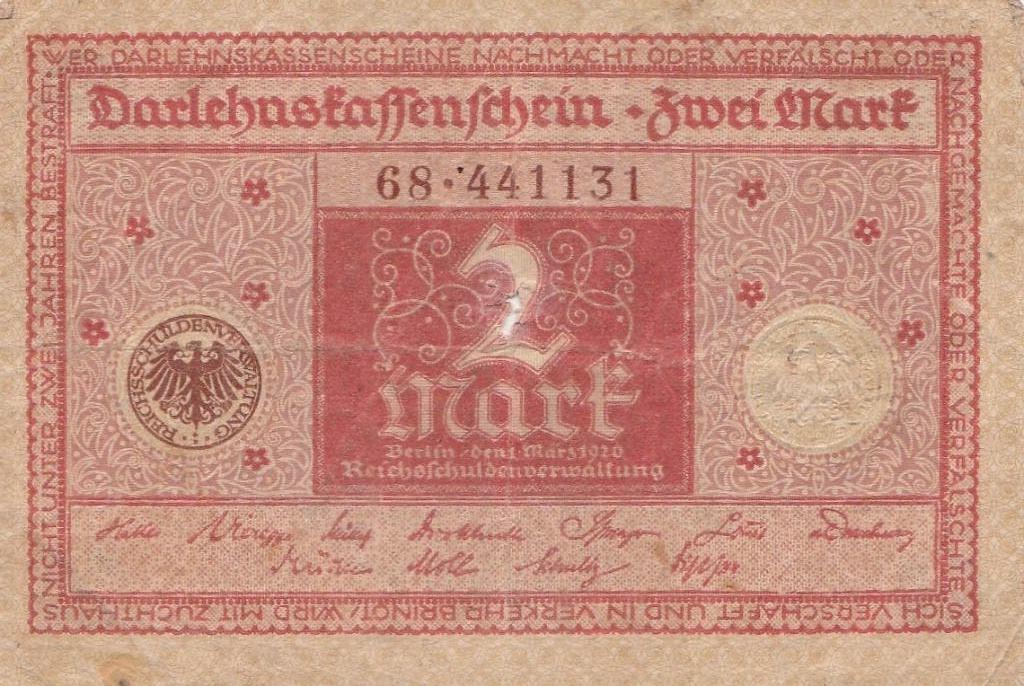 2 mark  1920 Duitsland, Postzegels en Munten, Bankbiljetten | Europa | Niet-Eurobiljetten, Ophalen of Verzenden, Duitsland, Los biljet