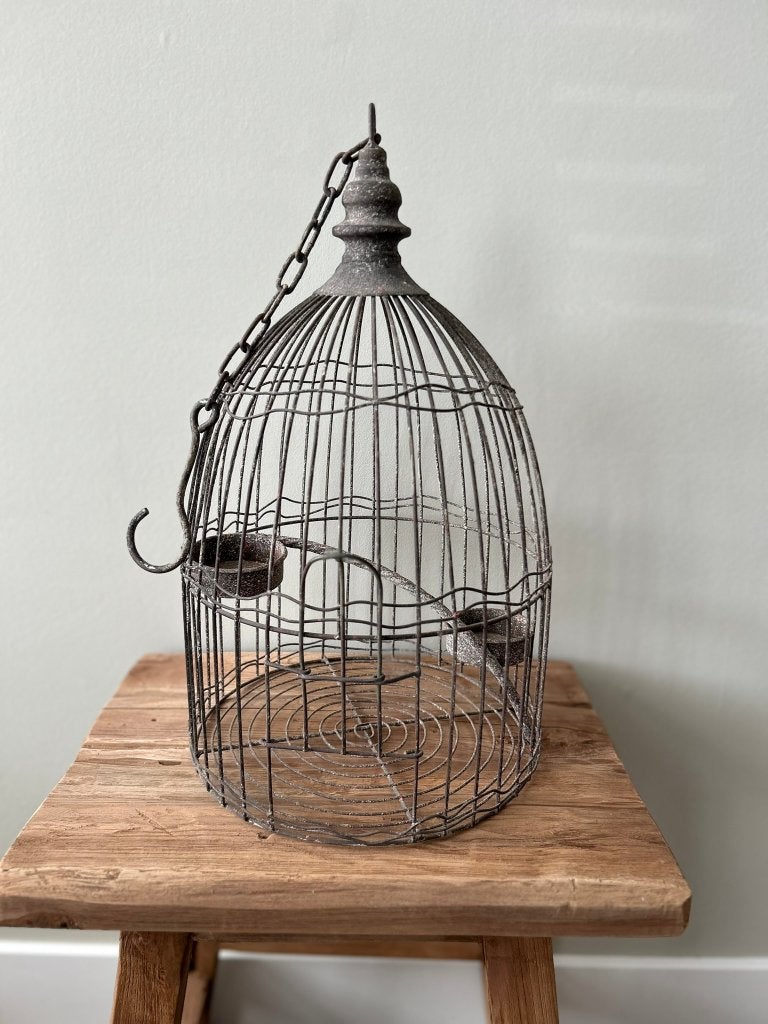 Antieke metalen vogelkooi decoratie, Vintage, Gebruikt, Ophalen of Verzenden, Metaal