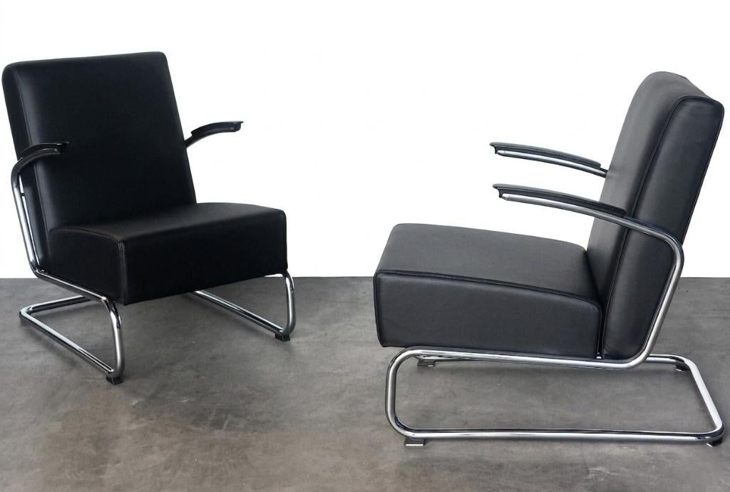 Gispen 405 set/2 | nieuw leer gestoffeerd | SET-Prijs !, ., 75 tot 100 cm, Ophalen of Verzenden, Zo goed als nieuw