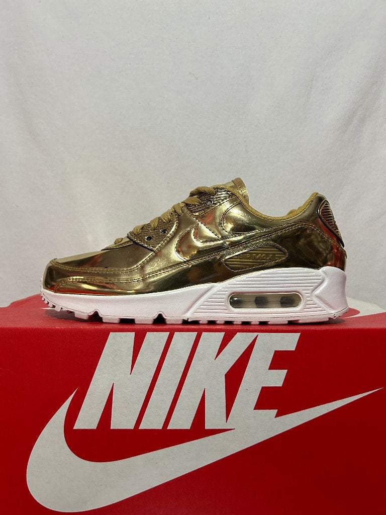 BIJNA NIEUW! Maat 38,5 - Nike Air Max 90 Liquid Metal Gold, Overige kleuren, Verzenden, Nike, Nike